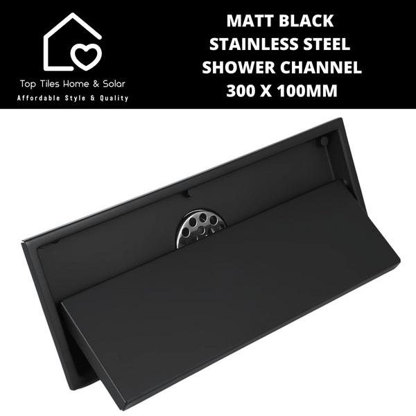 Matt Black Stainless Steel Shower Channel - 300 x 100mm