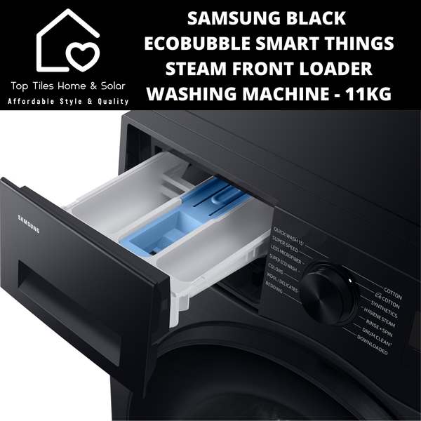 Samsung Black EcoBubble Steam Smart Things Front Loader Washing Machine - 11kg