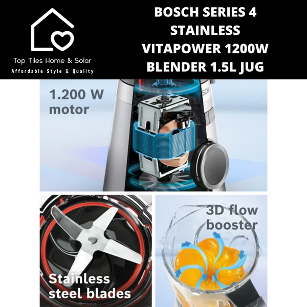 Bosch Series 4 - Stainless VitaPower 1200W Blender - 1.5L Jug