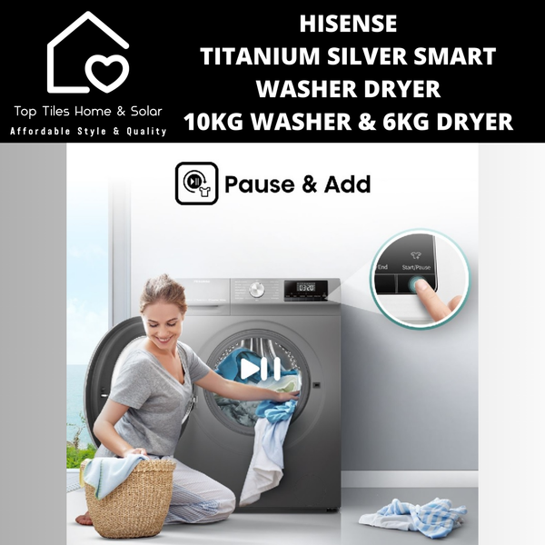 Hisense Titanium Silver Smart Washer Dryer - 10kg Washer & 6kg Dryer