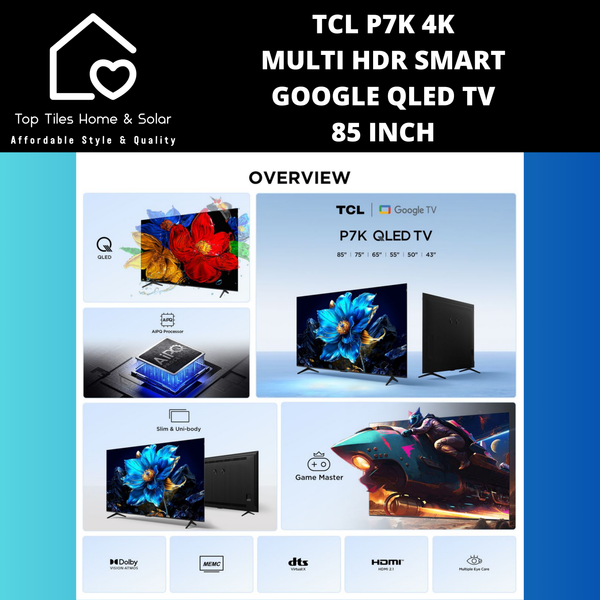TCL P7K 4K Multi HDR Smart Google QLED TV - 85 Inch