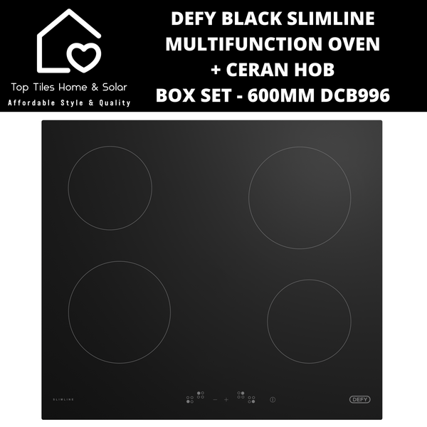 Defy Black Slimline Multifunction Oven + Ceran Hob Box Set - 600mm DCB996