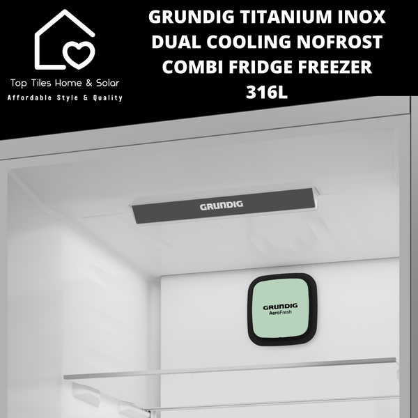 Grundig Titanium Inox Dual Cooling NoFrost Combi Fridge Freezer - 316L