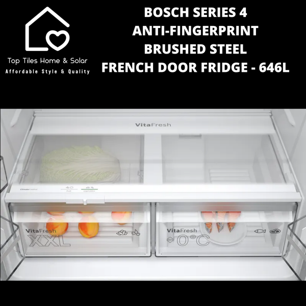Bosch Series 4 - Anti-Fingerprint Brushed Steel French Door Fridge - 646L