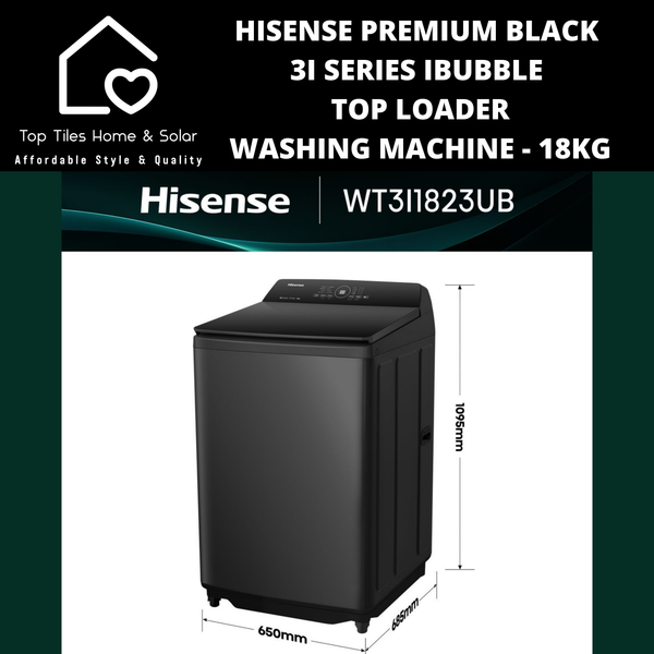 Hisense Premium Black 3i Series iBubble Top Loader Washing Machine - 18kg