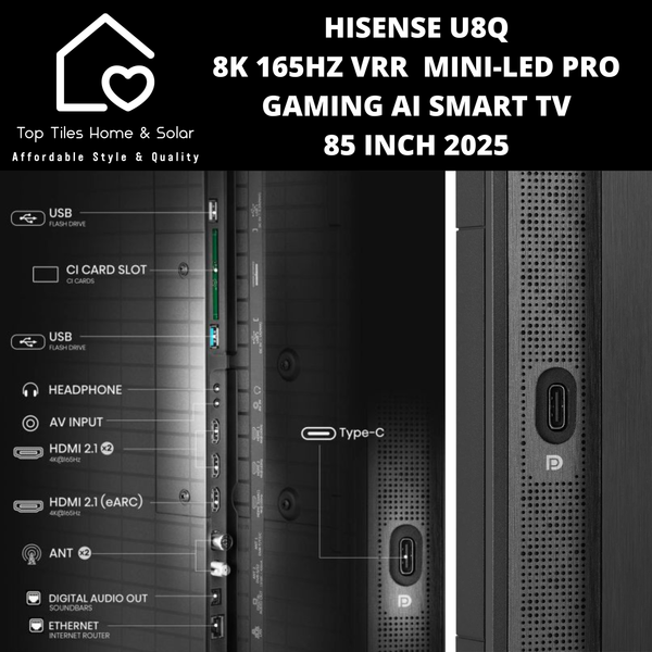 Hisense U8Q 8K 165Hz VRR Mini-LED PRO Gaming Ai Smart TV - 85 Inch 2025