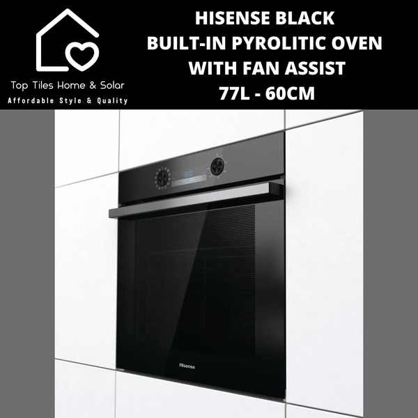 Hisense Black Built-in Pyrolitic Oven with Fan Assist 77L - 60cm