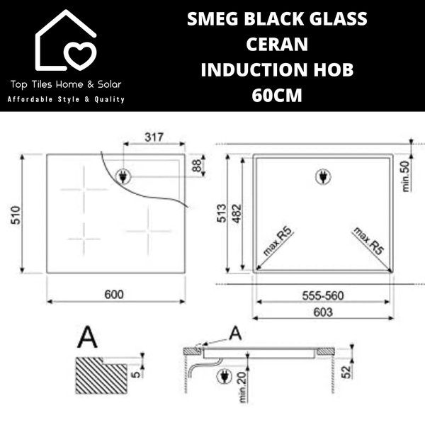 Smeg Black Glass Ceran Induction Hob - 60cm