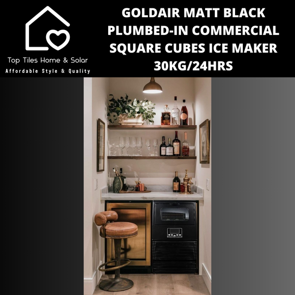 Goldair Matt Black Plumbed-in Commercial Square Cubes Ice Maker - 30kg/24hrs