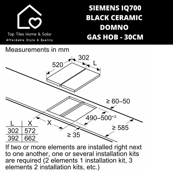 Siemens iQ700 - Black Ceramic Domno Gas Hob - 30cm