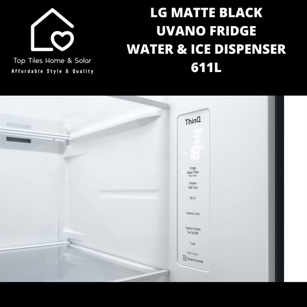 LG Matte Black Uvano Fridge - 611L Water & Ice Dispenser