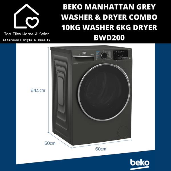 Beko Manhattan Grey Washer & Dryer Combo -  10kg Washer 6kg Dryer BWD200