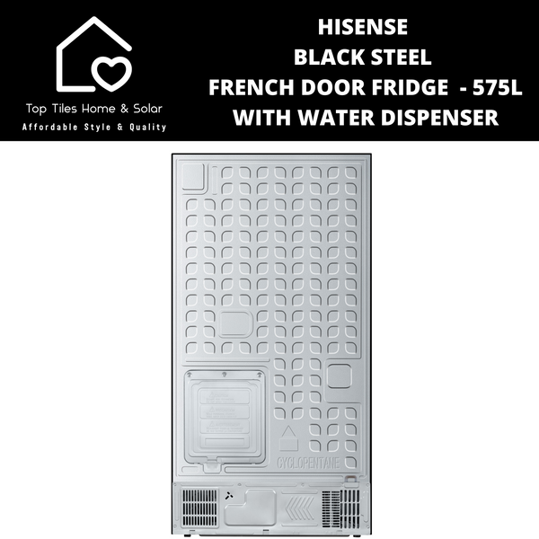 Hisense Black Steel French Door Fridge  - 575L With Water Dispenser