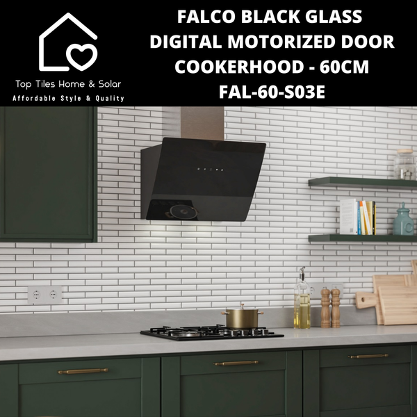 Falco Black Glass Digital Motorized Door Cookerhood - 60cm FAL-60-S03E