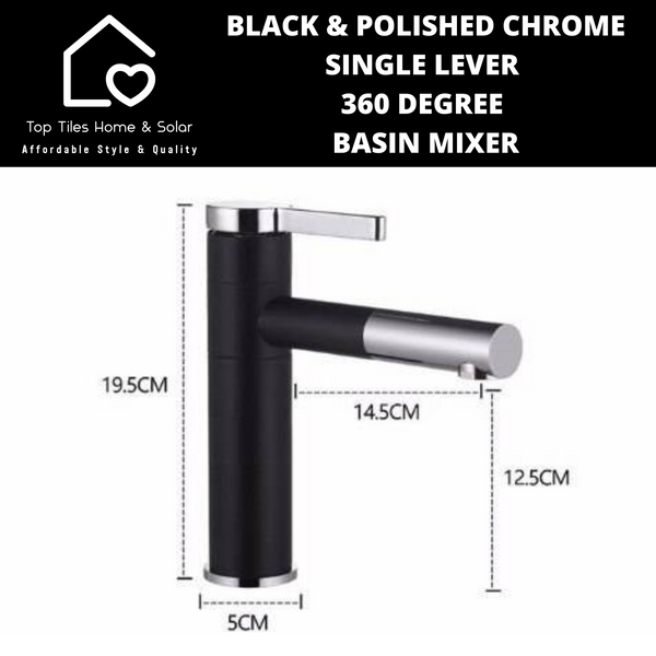 Black And Polished Chrome Single Lever 360 Basin Mixer