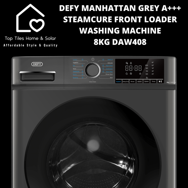 Defy Manhattan Grey A+++ SteamCure Front Loader Washing Machine - 8kg DAW408