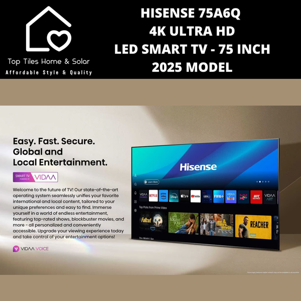 Hisense 75A6Q 4K ULTRA HD LED Smart TV - 75 Inch 2025 MODEL