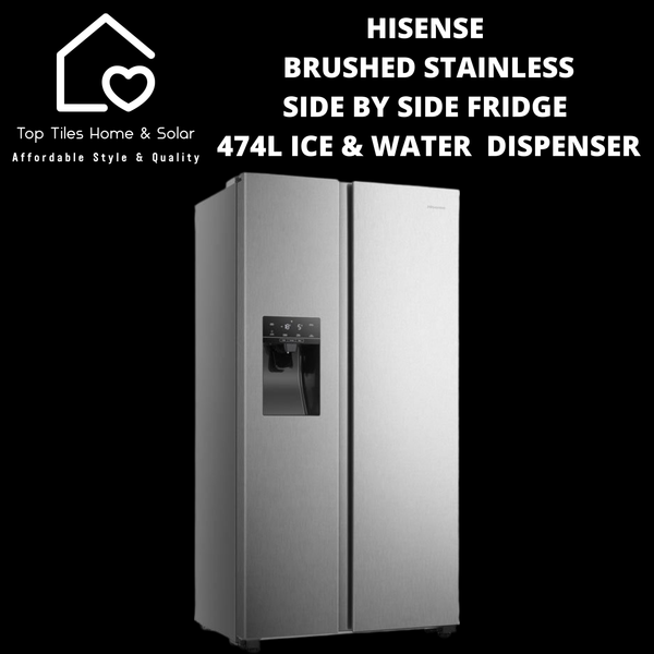 Hisense Brushed Stainless Fridge  - 474L Water & Ice Dispenser