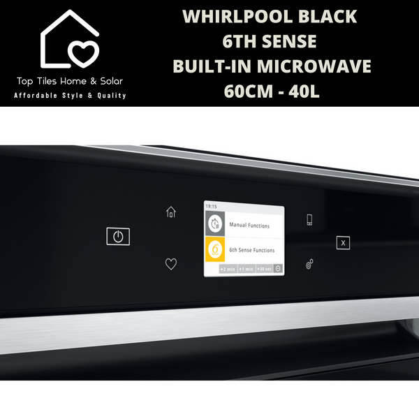 Whirlpool Black 6th Sense Built-in Microwave - 60cm - 40L