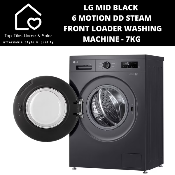 LG Mid Black 6 Motion DD Steam Front Loader Washing Machine - 7kg