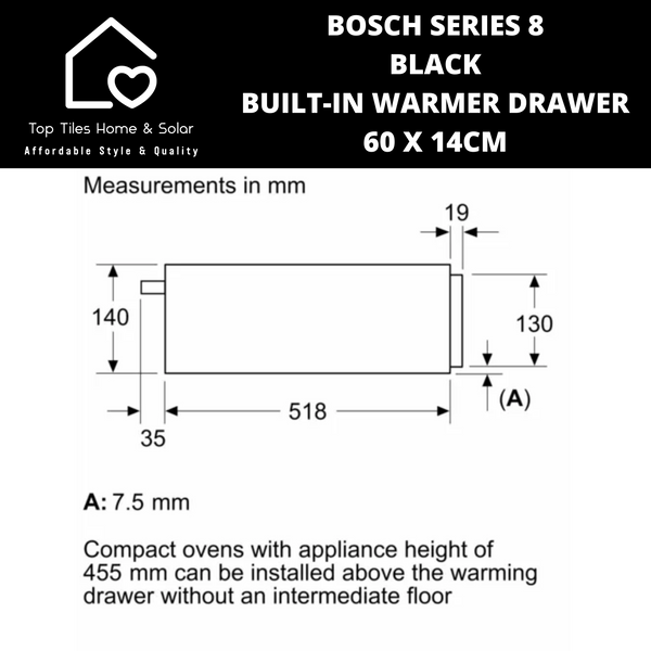 Bosch Series 8 - Black Built-In Warmer Drawer - 60 x 14cm
