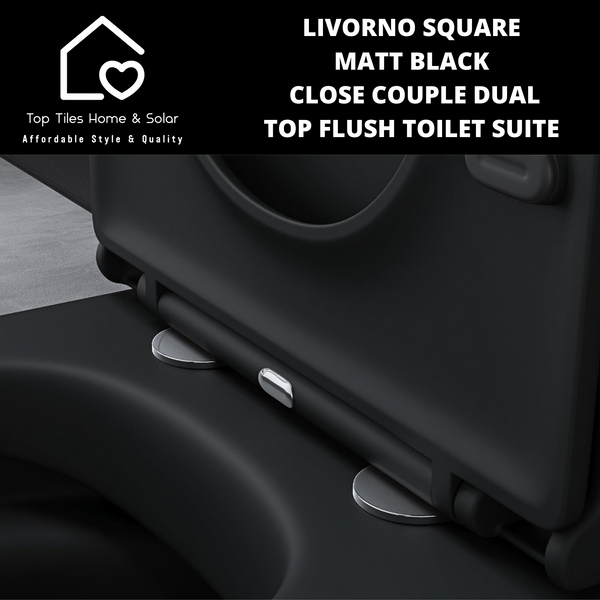 Livorno Square Matt Black Close Couple Dual Top Flush Toilet Suite