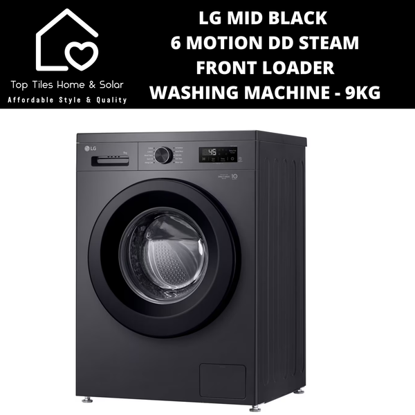 LG Mid Black 6 Motion DD Steam Front Loader Washing Machine - 9kg