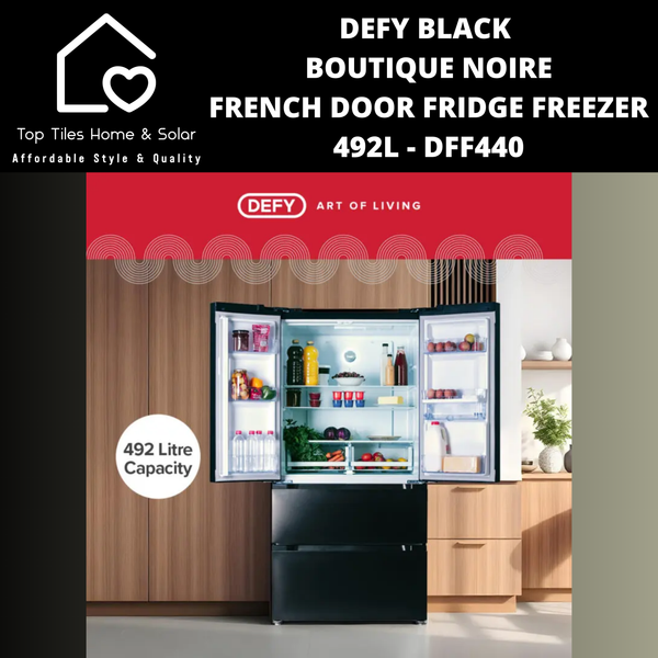 Defy Black Boutique Noire French Door Fridge - 492L DFF440