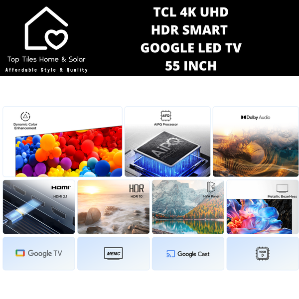 TCL P6K 4K UHD HDR Smart Google LED TV - 55 Inch