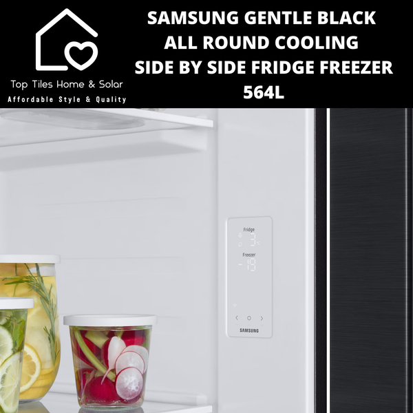 Samsung Gentle Black All Round Cooling Side by Side Fridge Freezer - 564L
