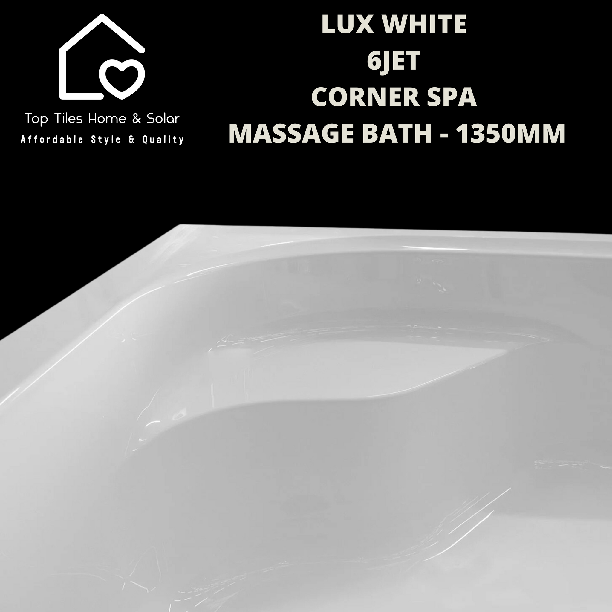 Lux White 6jet Corner Spa Massage Bath - 1350mm – Top Tiles Home