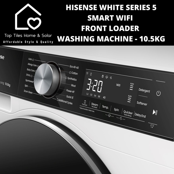Hisense White Series 5 Smart Front Loader Washing Machine - 10.5kg