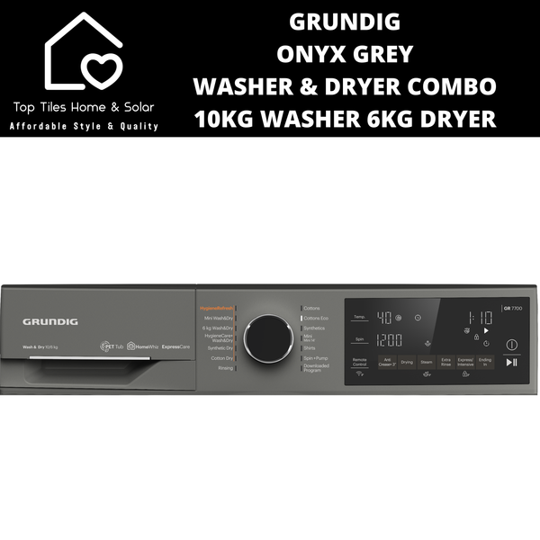 Grundig Onyx Grey Washer & Dryer Combo -  10kg Washer 6kg Dryer