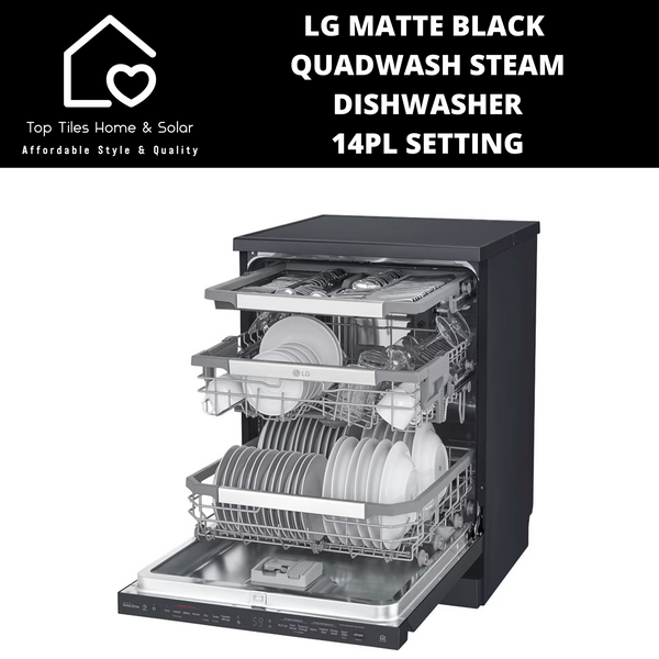 LG Matte Black QuadWash Steam Dishwasher - 14Pl Setting