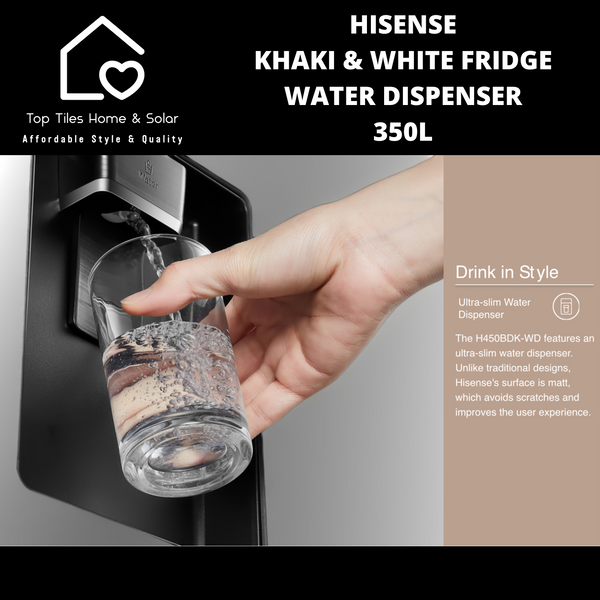 Hisense Khaki & White Combi Fridge - 350L Water Dispenser