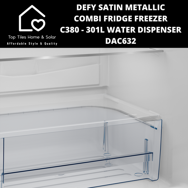 Defy Satin Metallic Combi Fridge Freezer C380 - 301L Water Dispenser DAC632