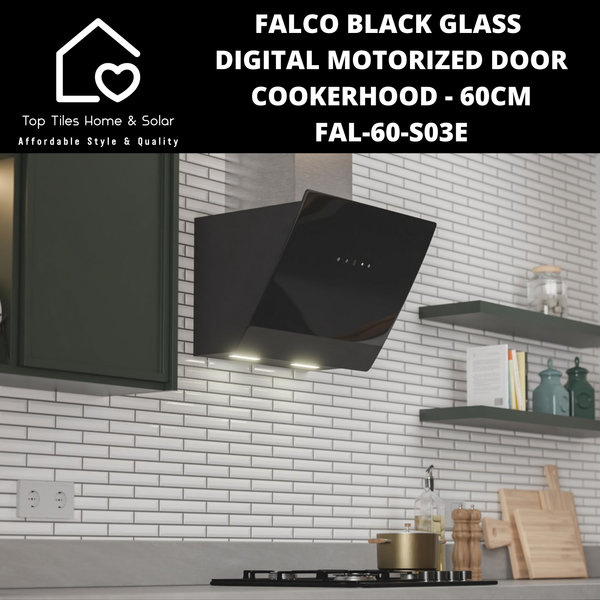 Falco Black Glass Digital Motorized Door Cookerhood - 60cm FAL-60-S03E