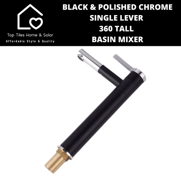 Black And Polished Chrome Single Lever 360 Tall Basin Mixer