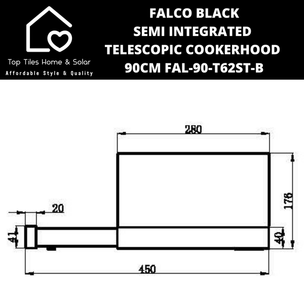 Falco Black Semi Integrated Telescopic Cookerhood - 90cm FAL-90-T62ST-B