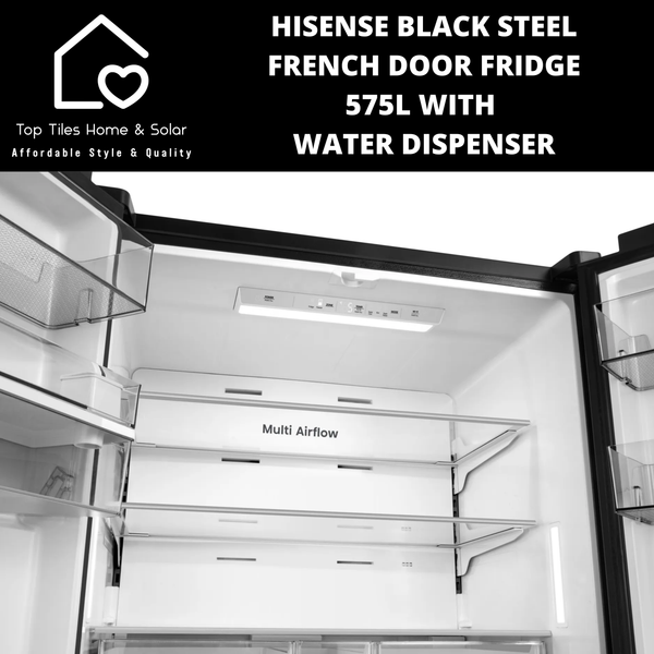 Hisense Black Steel French Door Fridge  - 575L With Water Dispenser