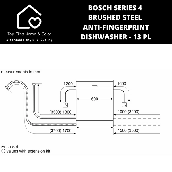 Bosch Series 4 - Brushed Steel Anti-Fingerprint Dishwasher - 13 Place Setting