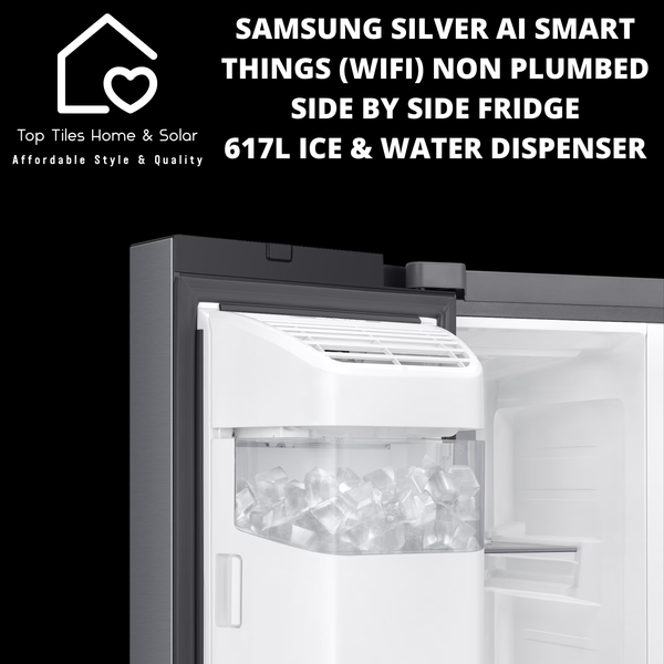 Samsung Silver Ai Smart Things (Wifi) Non Plumbed Side by Side Fridge - 617L Ice & Water Dispenser