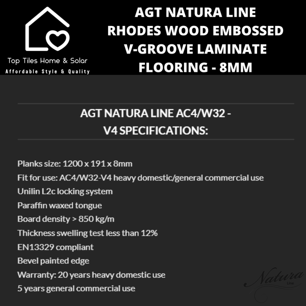 AGT Natura Line Rhodes Wood Embossed V-Groove Laminate Flooring - 8mm