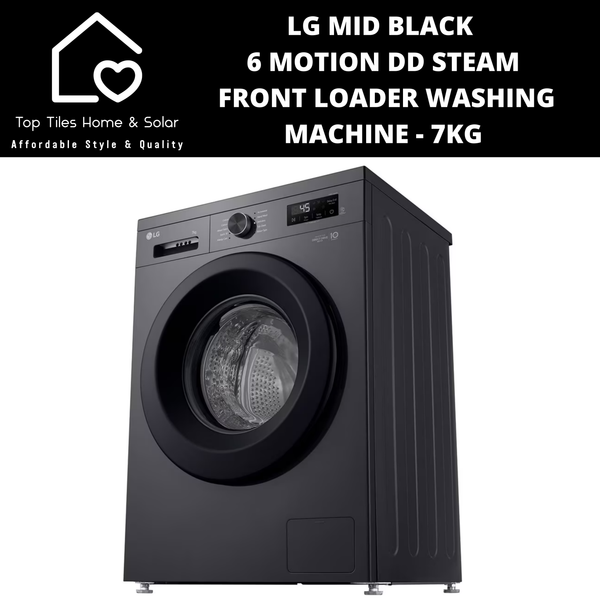 LG Mid Black 6 Motion DD Steam Front Loader Washing Machine - 7kg