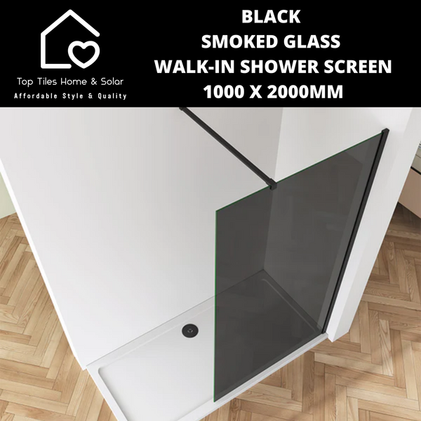 Smoked Glass Walk-in Shower Screen - 1000 x 2000mm