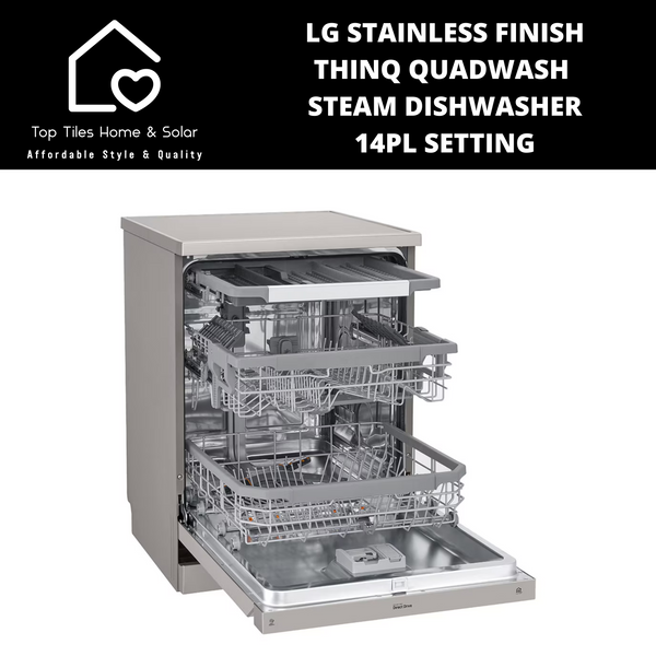 LG Stainless Finish ThinQ QuadWash Steam Dishwasher - 14Pl Setting