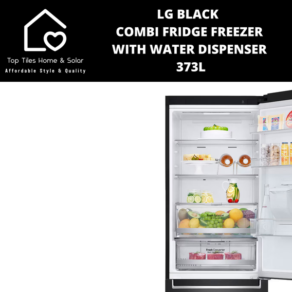 LG Black Combi Fridge Freezer - 373L Water Dispenser