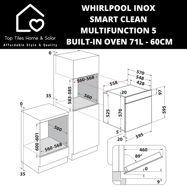 Whirlpool Inox Smart Clean Multifunction 5 Built-In Oven 71L - 60cm