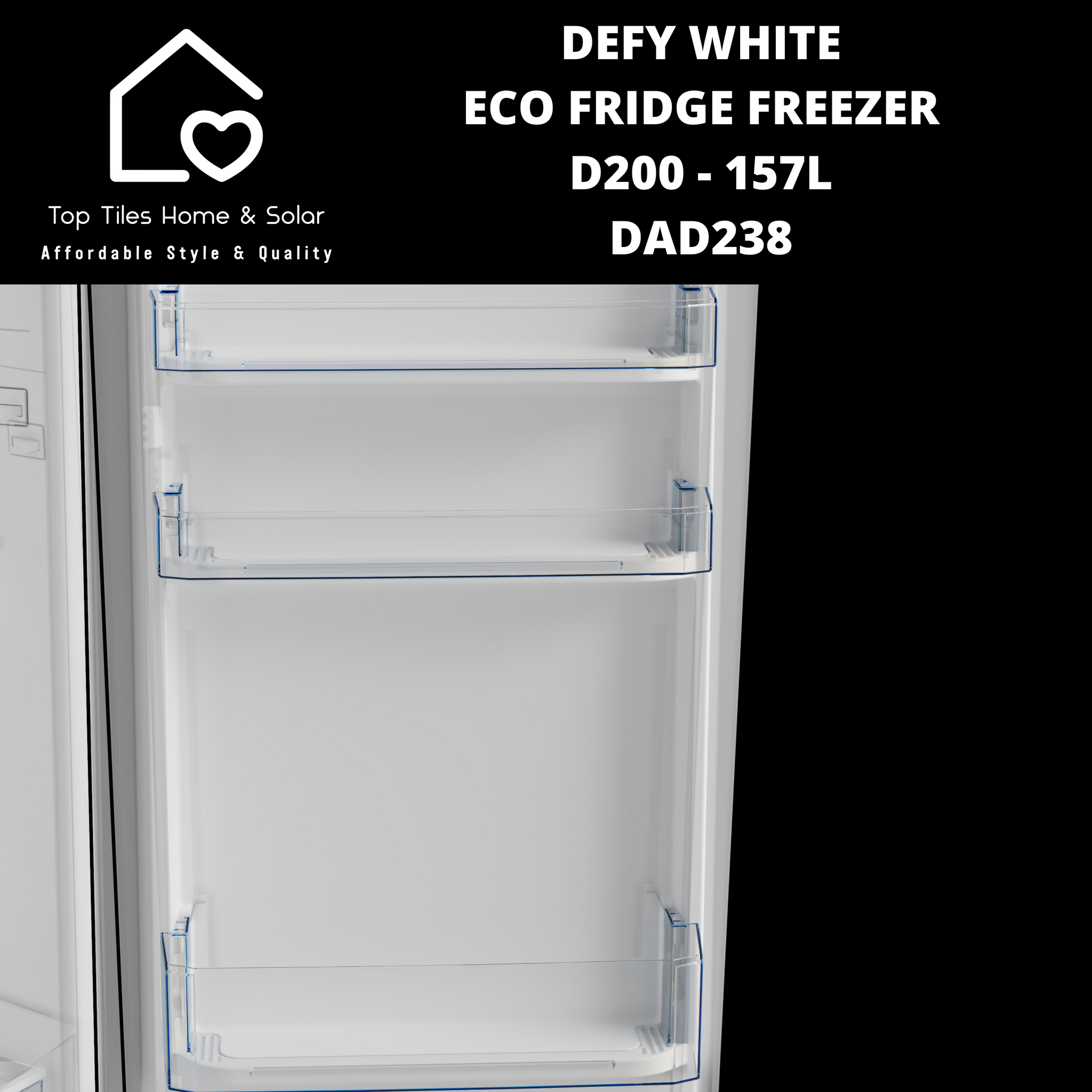 Defy White Eco Fridge Freezer D200 - 157L DAD238 – Top Tiles Home