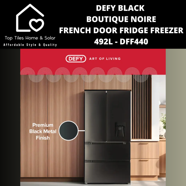 Defy Black Boutique Noire French Door Fridge - 492L DFF440